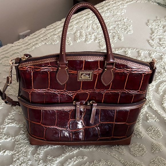 Handbags - Dooney & Bourke Brown Crocodile-Embossed Handbag